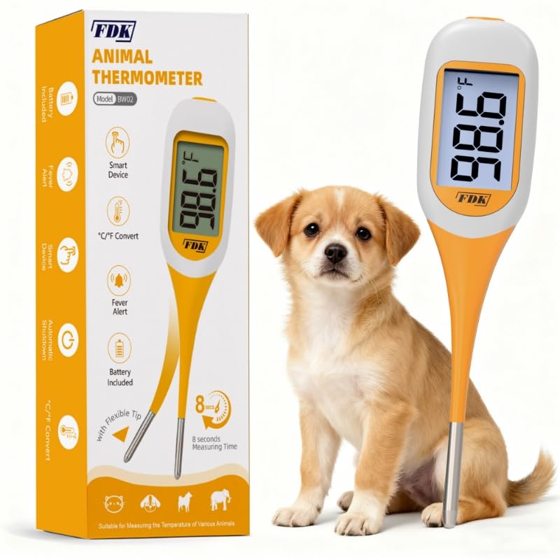 Digital pet thermometer for monitoring fever and illness at home